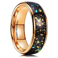 Women's Or Men's Tungsten carbide Matching Rings Gold band with Multicolor Couple Wedding Bands Carbon Fiber
