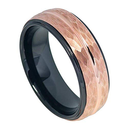 Tungsten carbide Matching Rings Duo Tone Black Band With Rose Gold Couple Wedding Bands Carbon Fiber Comfort fit