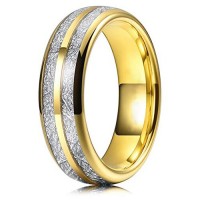 Men's Or Women's Engraved Custom Tungsten Carbide Wedding Band Matching Rings Carbon Fiber,Yellow Gold Double Line Inspired Me