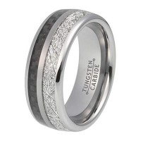 Mens Womens Tungsten carbide Matching Rings Silver Black Couple Wedding Bands Carbon Fiber