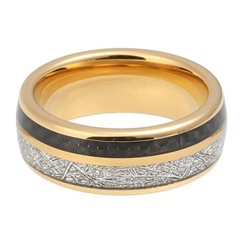  Women's Or Men's Tungsten carbide Matching Rings Yellow Gold Tungsten Bands with Black Carbon Couple Wedding Bands