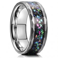 Tungsten Carbide Rings Couple Wedding Bands Carbon Fiber Matching Rings,Diamond Faceted Silver Comfort fits
