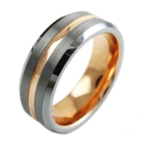 Women's Or Men's Tungsten carbideCouple Wedding Bands Carbon Fiber Matching Rings,Gray Silver Top
