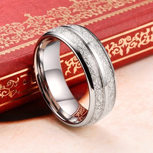 Women's Or Men's Customized Engraving Tungsten carbide Ring Couple Wedding Bands Carbon Fiber Rings,Silver Double Line Inspire