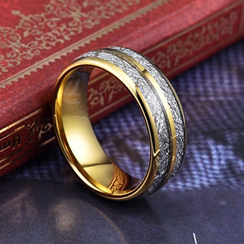 Men's Or Women's Engraved Tungsten Carbide Wedding Band Matching Rings Carbon Fiber,Yellow Gold Double Line Inspired Me