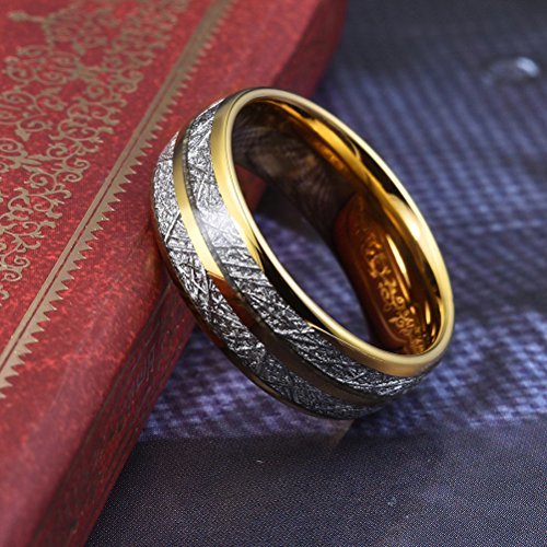 Men's Or Women's Engraved Tungsten Carbide Wedding Band Matching Rings Carbon Fiber,Yellow Gold Double Line Inspired Me