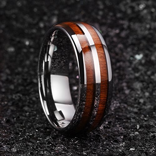  Tungsten carbide Matching Rings Double RoseWood Inlay with Silver Couple Wedding Bands Carbon Fiber Comfort fit