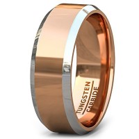 Women's Or Men's Rose Gold Tungsten carbide Rings Couple Wedding Bands Carbon Fiber