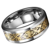 Tungsten Carbide Rings Women or Men's Wedding Rings Carbon Fiber Couples Comfort fits Celtic Dragon Knot 